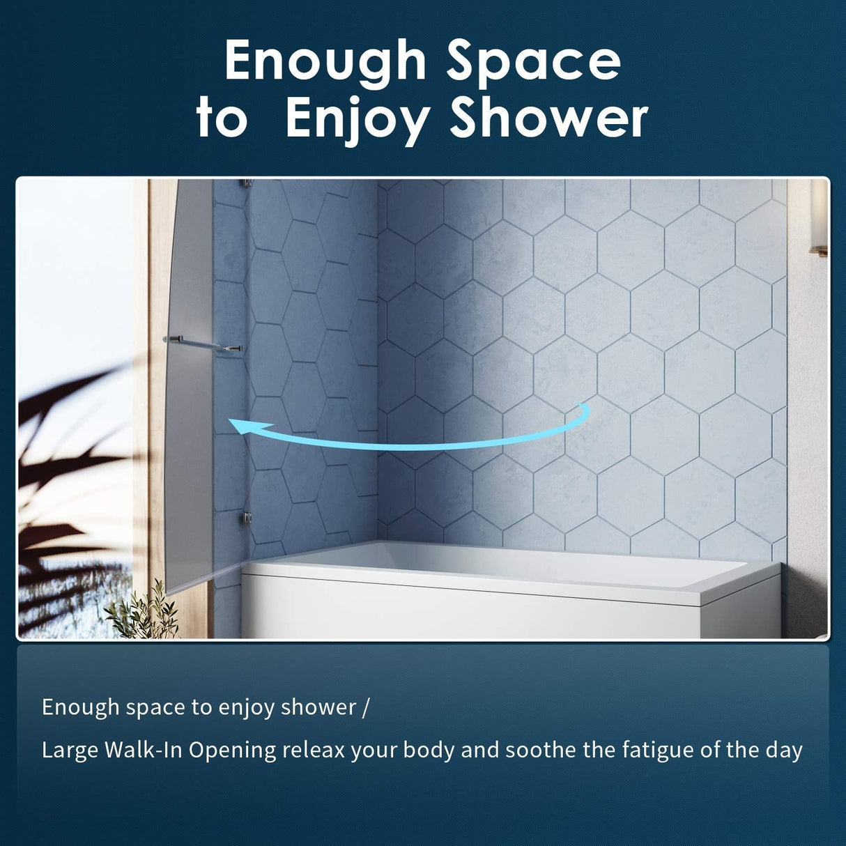 SUNNY SHOWER 34 in. W x 58 in. H Frameless Chrome Finish Bathtub Hinged Door