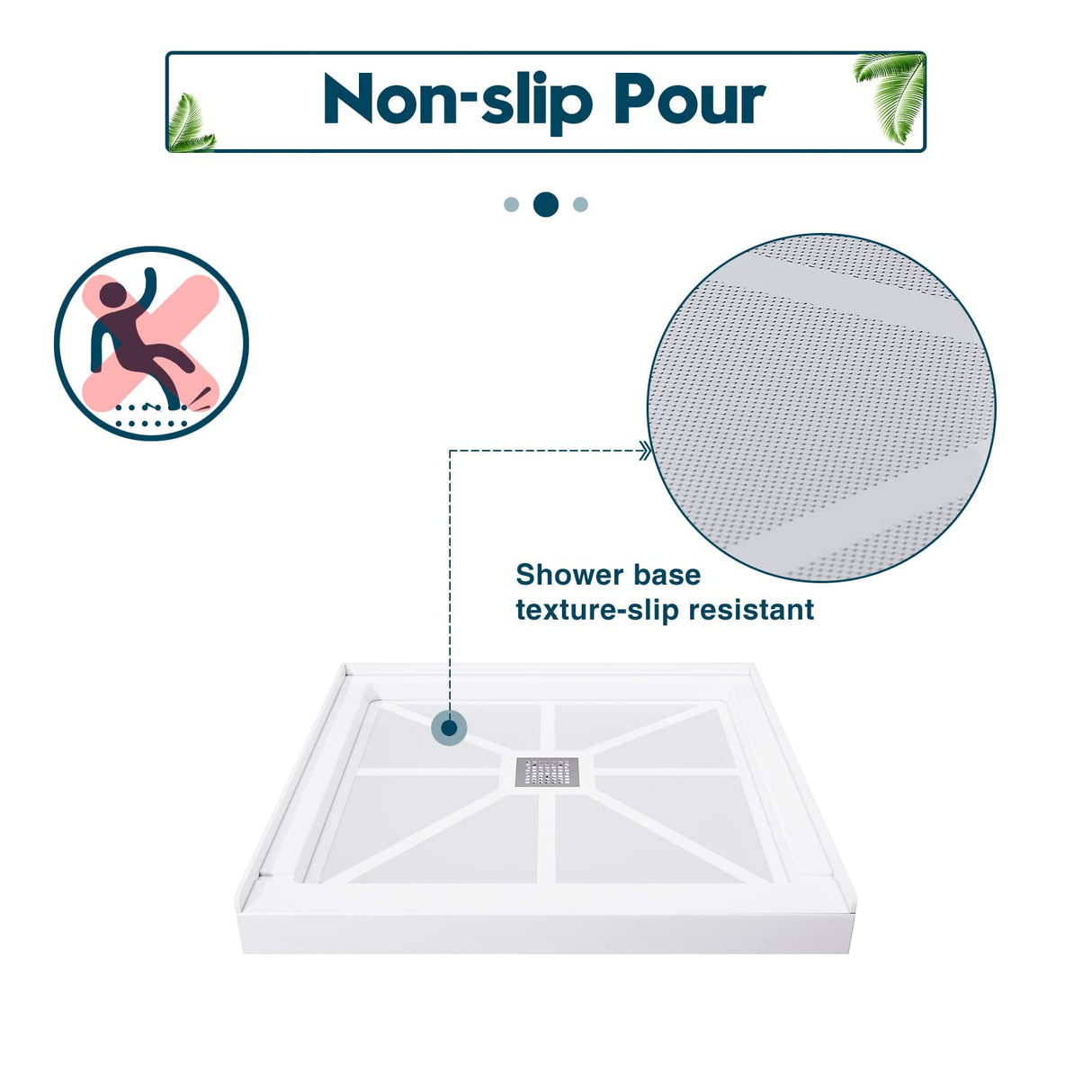 SUNNY SHOWER 36 in. W x 36 in. D x 4 in. H White Center Drain Square Bases