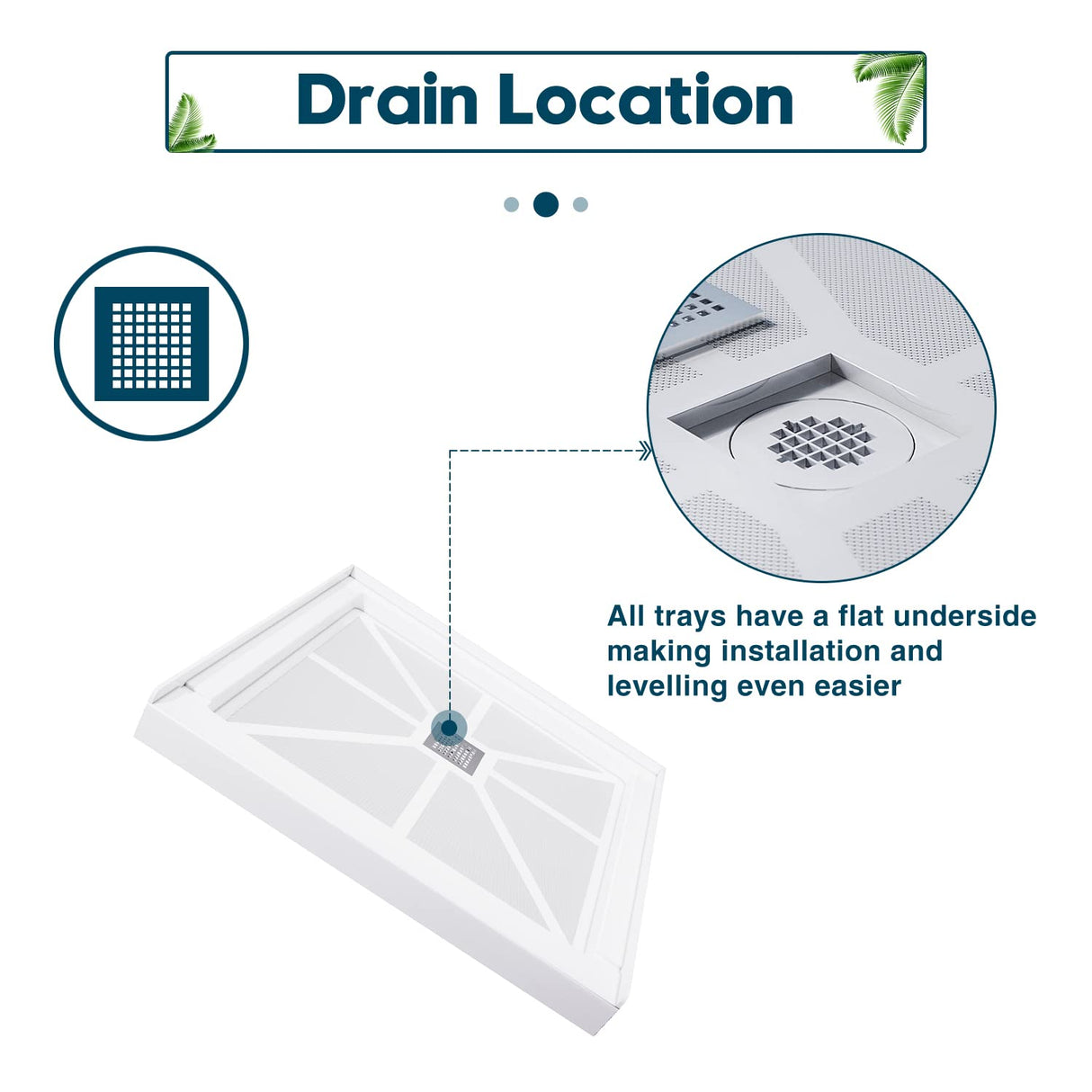 SUNNY SHOWER 36 in. W x 36 in. D x 4 in. H White Center Drain Square Bases