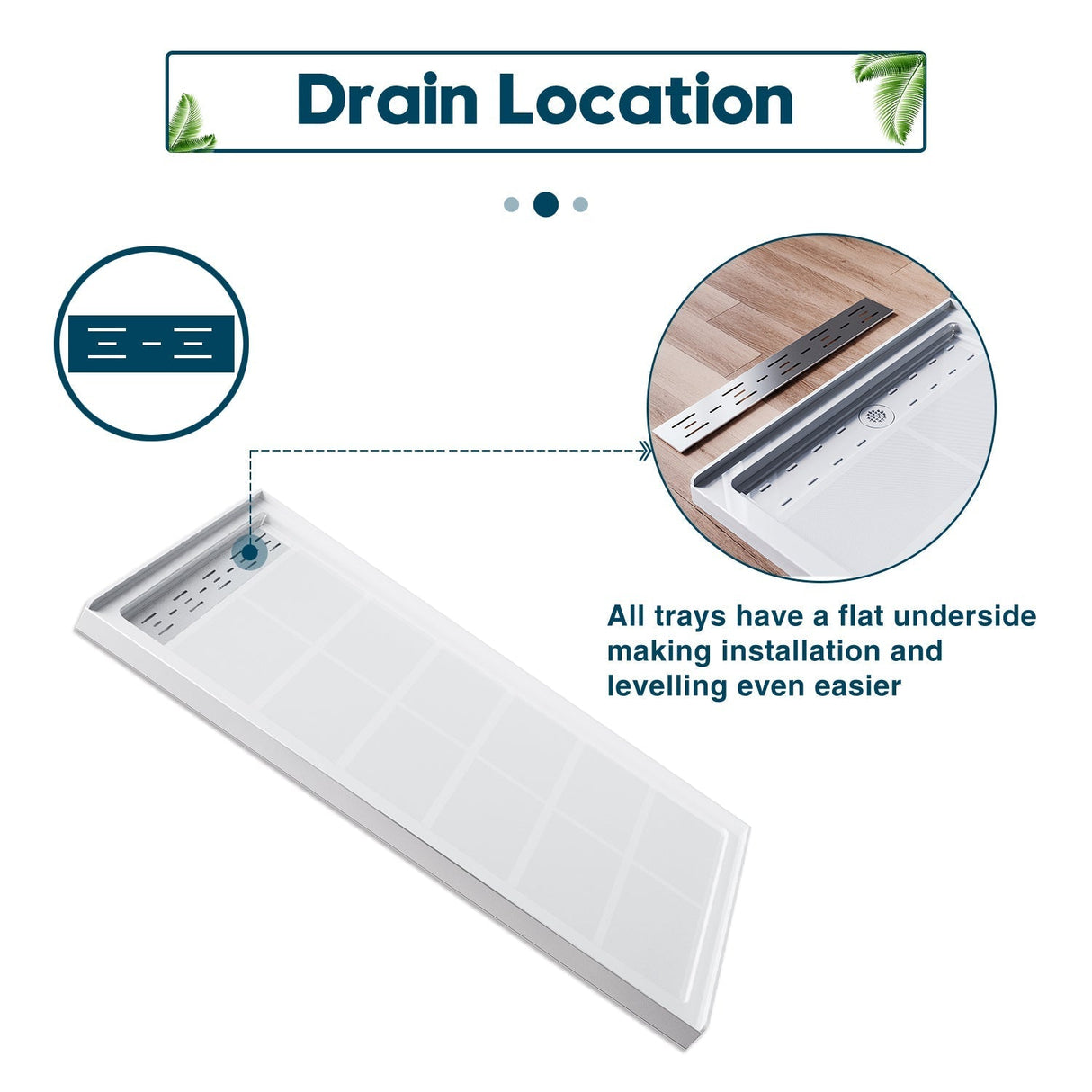 SUNNY SHOWER 32 in. D x 4 in. H White Left Drain Rectangular Base