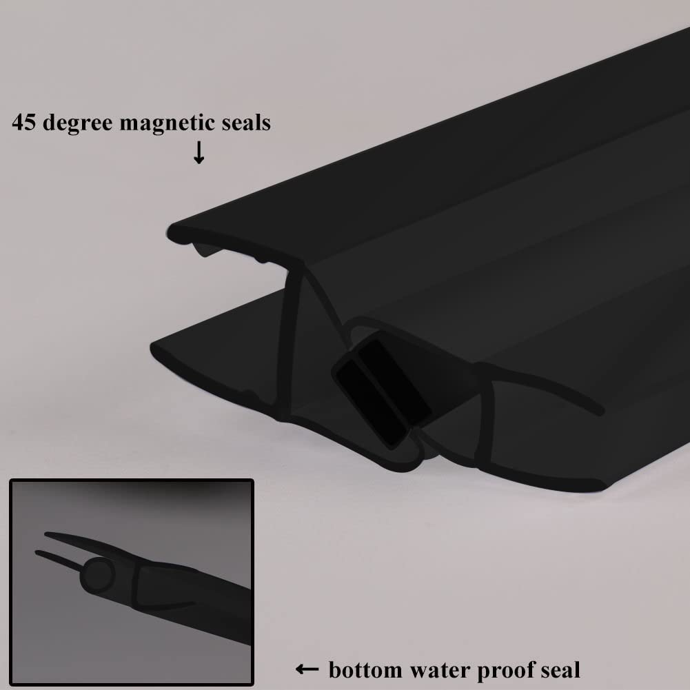 SUNNY SHOWER 1/4 Inch Frameless Black Finish Pivot Shower Door