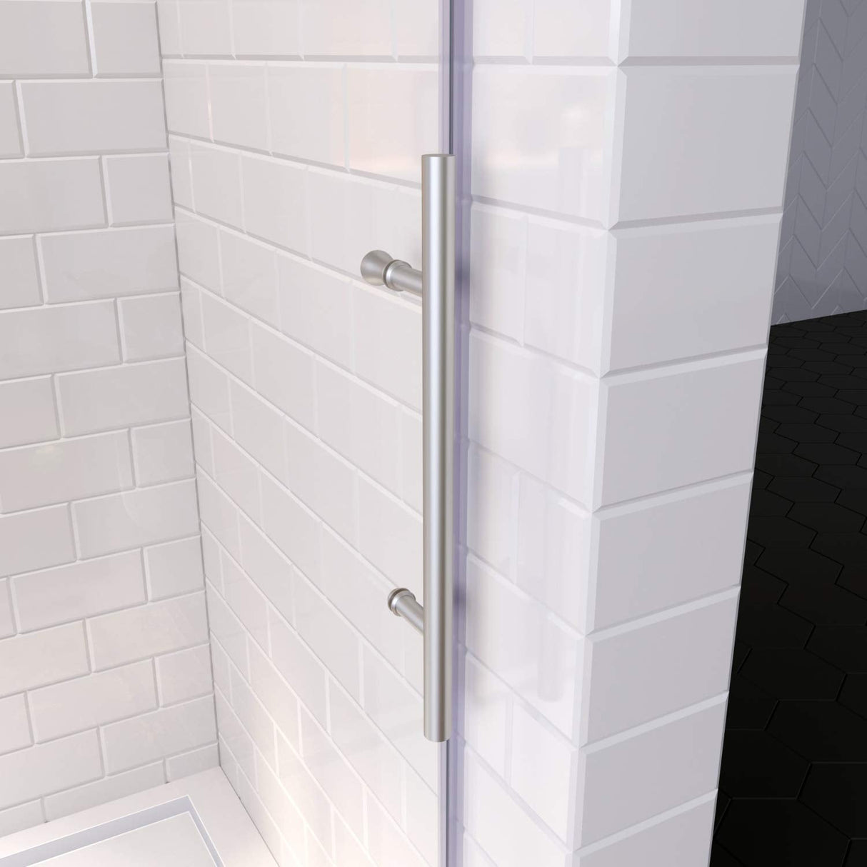 ELEGANT Frameless Sliding Shower Doors 48 in. W x 76 in. H