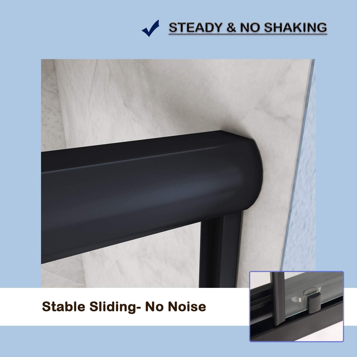 ELEGANT Bathtub Double Sliding Door 60 in. W x 58 in. H Black Finish
