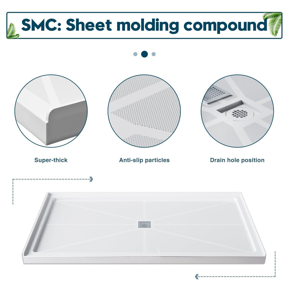SUNNY SHOWER 32 in. D x 4 in. H White Center Drain Rectangular Base