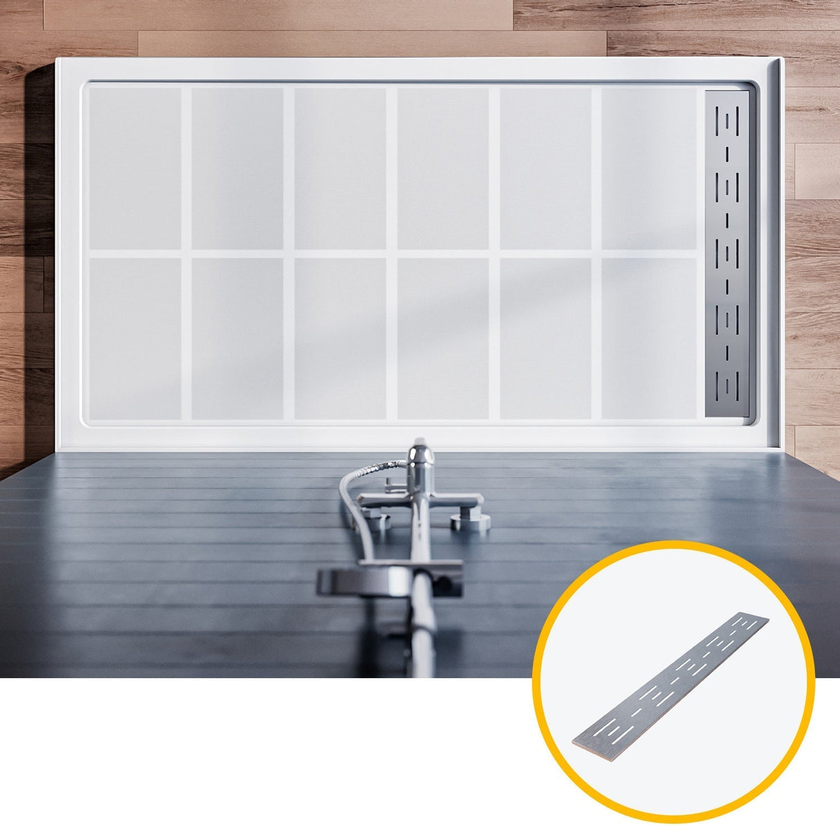 SUNNY SHOWER 32 in. D x 4 in. H White Left Drain Rectangular Base