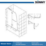 SUNNY SHOWER 34 in. W x 58 in. H Frameless Chrome Finish Bathtub Hinged Door