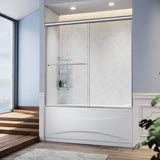 ELEGANT Bathtub Double Sliding Doors 60 in. W x 57.4 in. H Brushed Nickel Finish